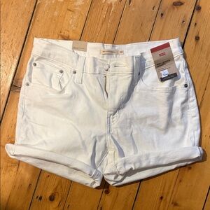 Levi’s White Mid-Length Denim Shorts
